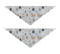 Lot de 2 bandanas mignons animaux de la forêt pour chien, chiot, anniversaire, vacances, bandana accessoires pour animaux domestiques, chats, chatons, collier bandana L