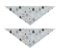 Lot de 2 bandanas mignons animaux de la forêt pour chien, chiot, anniversaire, vacances, bandana, accessoires pour animaux domestiques, chats, chatons, collier bandana L, bleu clair