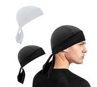 Lot de 2 Bandanas Noirs - Pour Homme et Femme - Bonnet de Motard - Absorbant la Transpiration - Costume de Guy Sauvage - Convient pour Cosplay de Pirate