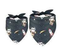 Lot de 2 bandanas pour chien, astronaute, panda avec planètes, fusée, étoiles, filles, garçons, écharpes, foulards, accessoires pour chiens de petite, moyenne et grande taille