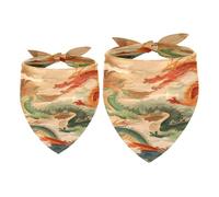 Lot de 2 bandanas pour chien avec dragons rouges et verts pour filles et garçons, écharpes pour chiens de petite, moyenne et grande taille
