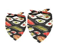 Lot de 2 bandanas pour chien avec inscription « Delicious Food Sushi » pour filles et garçons de petite, moyenne et grande taille