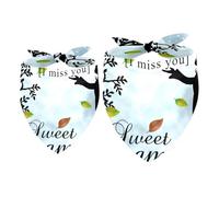 Lot de 2 bandanas pour chien avec inscription « I Miss You » - Pour chiens de petite, moyenne et grande taille