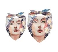 Lot de 2 bandanas pour chien avec larmes de Vénus - Motif coquelicots rouges - Pour filles et garçons - Accessoires pour chiens de petite, moyenne et grande taille