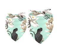 Lot de 2 bandanas pour chien avec motif feuilles de palmier orchidée lotus pour fille et garçon de petite, moyenne et grande taille