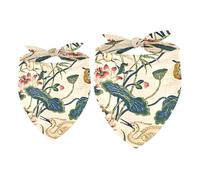 Lot de 2 bandanas pour chien avec oiseaux et canard mandarin dans un étang lotus pour fille et garçon, écharpe, foulard, accessoires pour chiens de petite, moyenne et grande taille, chiot, chat