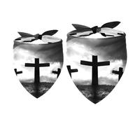 Lot de 2 bandanas pour chien avec trois croix sur une colline effrayante pour filles et garçons, écharpes pour chiens de petite, moyenne et grande taille