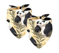 Lot de 2 bandanas pour chien, bandana d'automne en bambou, motif panda, bavoirs triangulaires lavables pour chiens de petite, moyenne et grande taille
