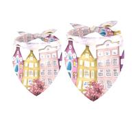 Lot de 2 bandanas pour chien - Construction de maison d'Amsterdam - Pour fille et garçon - Accessoires pour chiens de petite, moyenne et grande taille