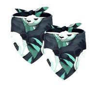Lot de 2 bandanas pour chien Happy Panda O - Bavoirs triangulaires lavables pour chiens de petite, moyenne et grande taille