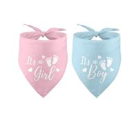 Lot de 2 bandanas pour chien It's a Boy It's a Girl Annonce de grossesse Révélation du sexe Annonces de bébé Idées Accessoire photo Écharpe pour animaux de compagnie Accessoires pour les amoureux des