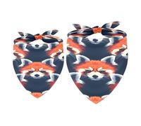 Lot de 2 bandanas pour chien - Joli panda rouge - Pour fille et garçon - Accessoires pour chiens de petite, moyenne et grande taille