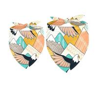 Lot de 2 bandanas pour chien Motif aigles volant au-dessus des montagnes pour fille et garçon de petite, moyenne et grande taille