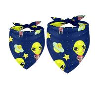 Lot de 2 bandanas pour chien Motif Alien et vaisseau spatial pour filles et garçons de petite, moyenne et grande taille
