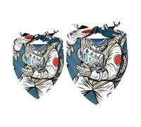 Lot de 2 bandanas pour chien Motif astronaute Breaking the Wall Fille Garçon Foulard Accessoires pour chiens de petite, moyenne et grande taille