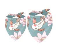 Lot de 2 bandanas pour chien Motif carpes koï et fleurs de lotus Pour fille et garçon de petite, moyenne et grande taille