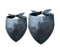 Lot de 2 bandanas pour chien Motif corbeaux sur château d'abandon pour fille et garçon de petite, moyenne et grande taille