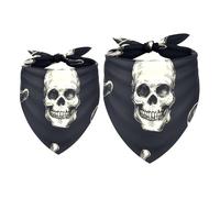 Lot de 2 bandanas pour chien, motif crânes, pirates, filles et garçons, écharpes pour chiens de petite, moyenne et grande taille