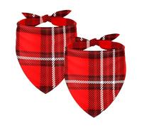 Lot de 2 bandanas pour chien - Motif écossais - Rouge