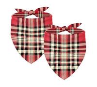 Lot de 2 bandanas pour chien Motif écossais Rouge