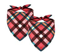 Lot de 2 bandanas pour chien Motif écossais Rouge