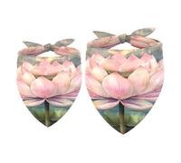 Lot de 2 bandanas pour chien, motif fleur de lotus et laisse, pour fille et garçon, écharpe, foulard, accessoires pour chiens de petite, moyenne et grande taille