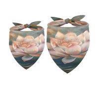 Lot de 2 bandanas pour chien - Motif fleur de lotus rose - Accessoires pour chiens de petite, moyenne et grande taille