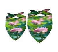 Lot de 2 bandanas pour chien, motif fleurs de lotus, bavoirs, écharpes pour chiens de petite, moyenne et grande taille