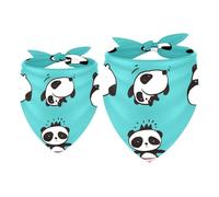 Lot de 2 bandanas pour chien Motif Hello Panda Fille Garçon Foulard Accessoires pour chiens de petite, moyenne et grande taille