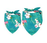 Lot de 2 bandanas pour chien, motif libellules dans des feuilles de palmier, fleurs, filles et garçons, écharpes pour chiens de petite, moyenne et grande taille