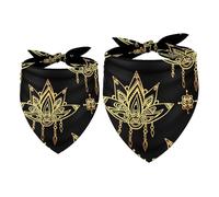 Lot de 2 bandanas pour chien - Motif lotus doré - Mandalas - Accessoires pour chiens de petite, moyenne et grande taille
