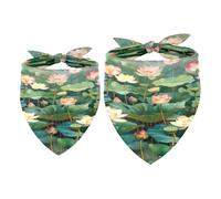 Lot de 2 bandanas pour chien, motif lotus pour fille, garçon, écharpe, foulard, accessoires pour chiens de petite, moyenne et grande taille