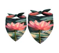 Lot de 2 bandanas pour chien Motif lotus sur l'étang Fille Garçon Foulard Accessoires pour chiens de petite, moyenne et grande taille