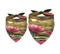 Lot de 2 bandanas pour chien, motif lotus sur l'étang pour fille et garçon, écharpe, foulard, accessoires pour chiens de petite, moyenne et grande taille