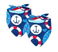 Lot de 2 bandanas pour chien Motif navires et baleines Bleu