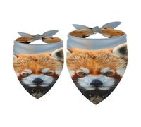Lot de 2 bandanas pour chien motif panda allongé sur un tronc d'arbre pour fille et garçon, écharpe pour chiens de petite, moyenne et grande taille