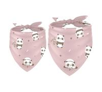 Lot de 2 bandanas pour chien motif panda gras rose pour fille et garçon, écharpe pour chiens de petite, moyenne et grande taille