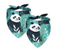 Lot de 2 bandanas pour chien, motif panda heureux, bavoirs triangulaires lavables pour chiens de petite, moyenne et grande taille