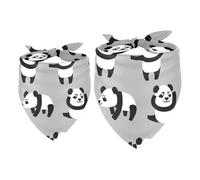 Lot de 2 bandanas pour chien - Motif panda mignon - Accessoires pour chiens de petite, moyenne et grande taille