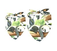 Lot de 2 bandanas pour chien - Motif panda mignon - Clombing sur bois - Foulard pour chiens de petite, moyenne et grande taille