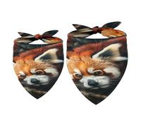 Lot de 2 bandanas pour chien - Motif panda rouge - Feuilles d'automne - Pour filles et garçons - Accessoires pour chiens de petite, moyenne et grande taille