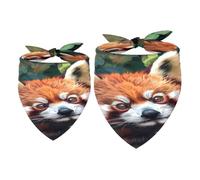 Lot de 2 bandanas pour chien - Motif panda rouge - Feuilles vertes - Pour fille et garçon - Accessoires pour chiens de petite, moyenne et grande taille
