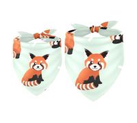 Lot de 2 bandanas pour chien - Motif panda rouge - Pour petits, moyens et grands chiens
