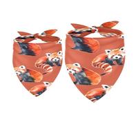 Lot de 2 bandanas pour chien - Motif panda rouge - Pour petits, moyens et grands chiens