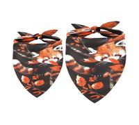 Lot de 2 bandanas pour chien - Motif panda rouge sur un arbre à baies - Accessoires pour chiens de petite, moyenne et grande taille