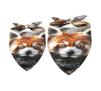 Lot de 2 bandanas pour chien motif panda rouge sur un arbre enneigé pour filles et garçons, écharpes pour chiens de petite, moyenne et grande taille