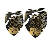Lot de 2 bandanas pour chien, motif poissons koï et vagues pour filles et garçons, écharpes pour chiens de petite, moyenne et grande taille