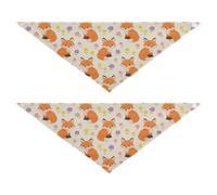 Lot de 2 bandanas pour chien Motif renards mignons et floraux Taille M