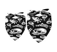 Lot de 2 bandanas pour chien, motif tête de mort, boule oculaire, zombie, os pour fille et garçon, écharpe, foulard, accessoires pour chiens de petite, moyenne et grande taille