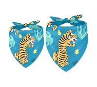 Lot de 2 bandanas pour chien Motif tigres féroces Fille et garçon Accessoires pour chiens de petite, moyenne et grande taille